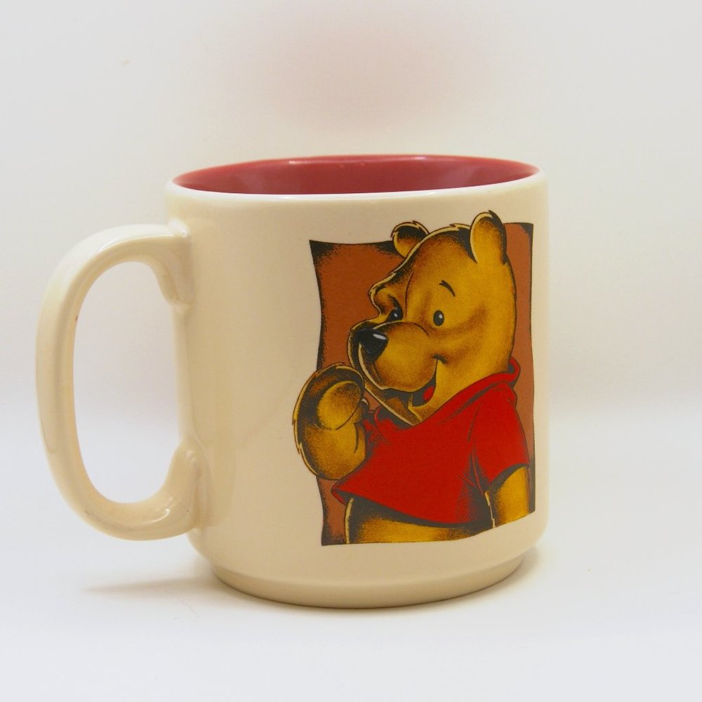 Disney Winnie the Pooh Bear Mug Double Sided Coffee Mug White with Pink Inside
